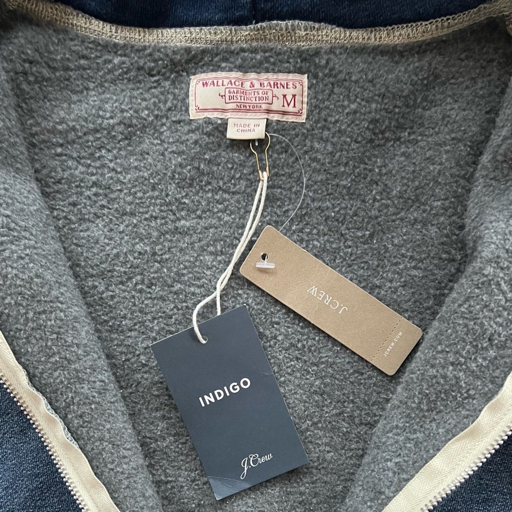 J.Crew Wallace & Barnes Full-Zip Hoodie in Indigo Wash (M) New With Tags - Picture 4 of 8